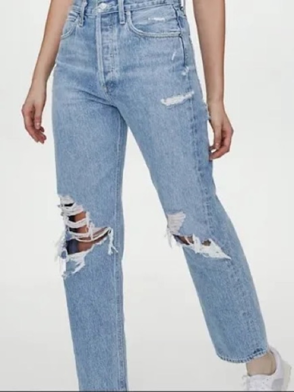 AGOLDE Blue Distressed High Rise 90s Jean 28